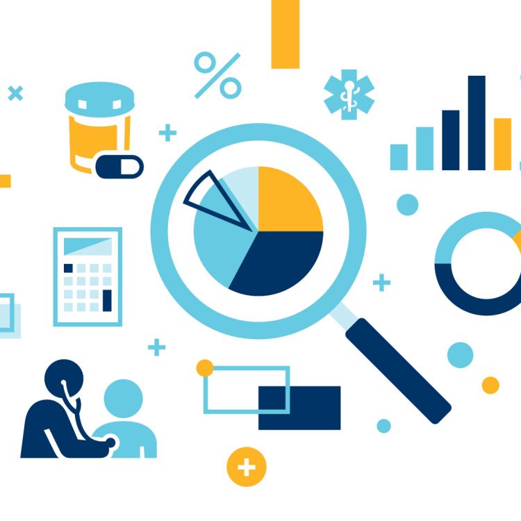 Infographic of healthcare related icons and illustrations