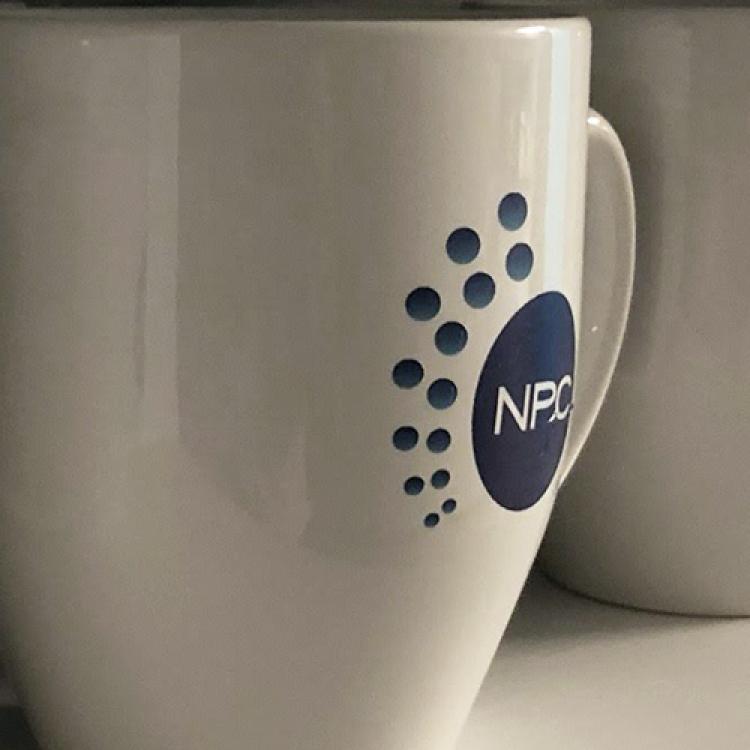 NPC coffe mug in a row