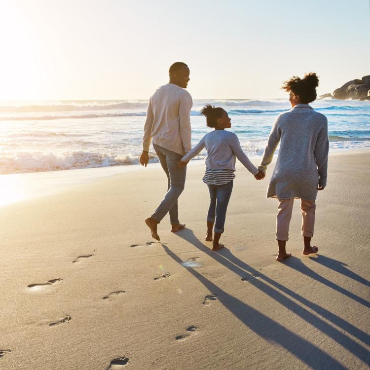 family at a beach