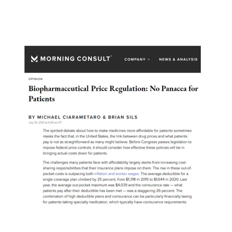 Morning Consult Commentary on Biopharmaceutical Price Regulation, from July 30, 2020