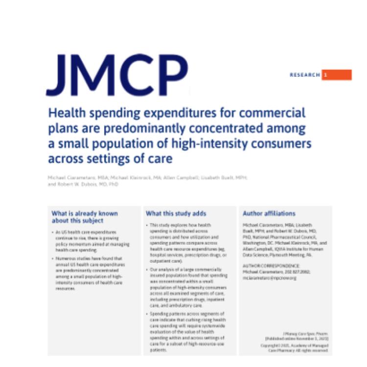 JMCP Drug Spending Mirrors Health Care Spending