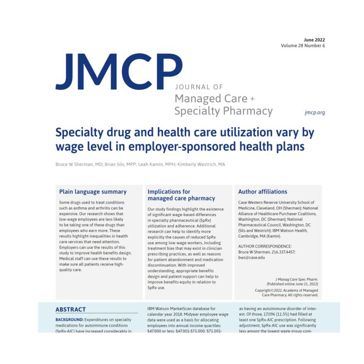 JMCP Study of Specialty Drug Access by Wage Level