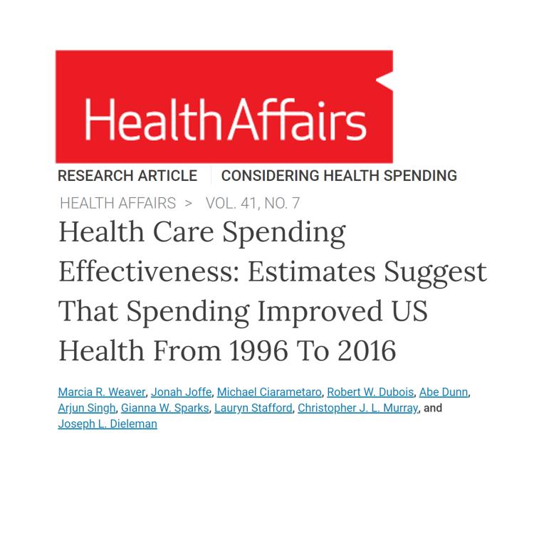 Health Affairs Study on Health Care Spending Effectiveness