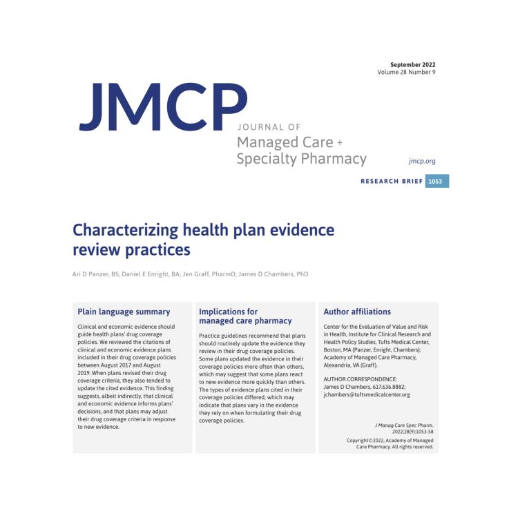 JMCP Study on Health Plans Evidence Review