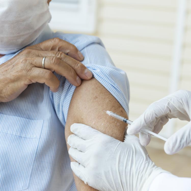 Adult man getting vaccinated